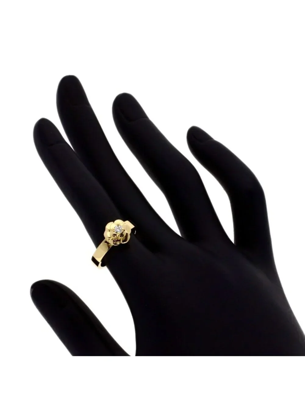 Chanel Camellia Diamond Ring 18K Yellow Gold